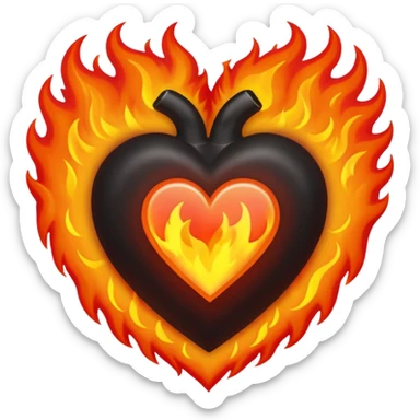 black heart with fire sticker