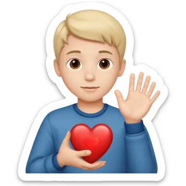 heart hand boy sticker