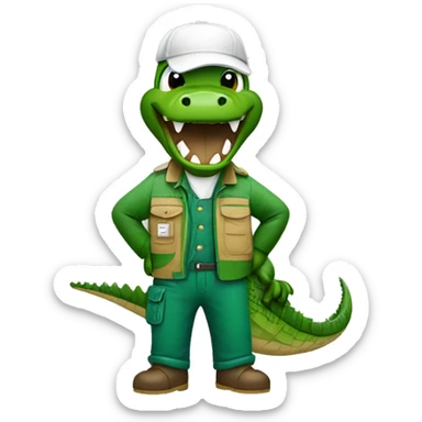 Crocodile wearing carpenter wear sticker