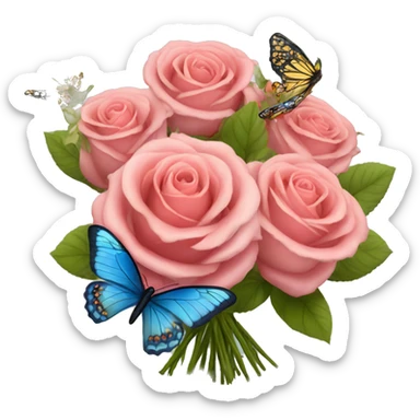 Roses bouquet with butterflies sticker