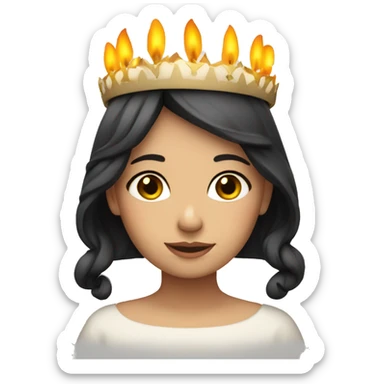 dark haired lucia with candles in her lucia crown sticker