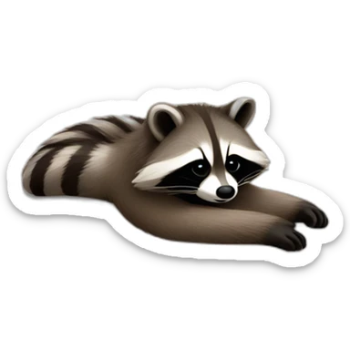 racoon sleeping on king sized bed with pillow sticker