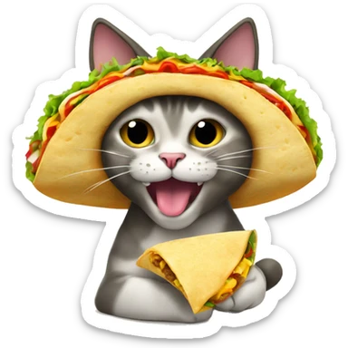 Cat eating taco sticker