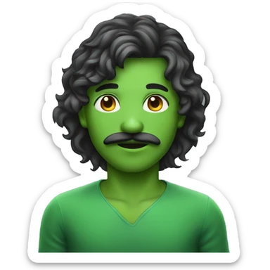 boy green skin with moustache and long hair sticker