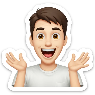 Goofy man with white tshirt laughing sticker