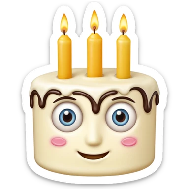 birthday cake with eyes and candles looking normal sticker