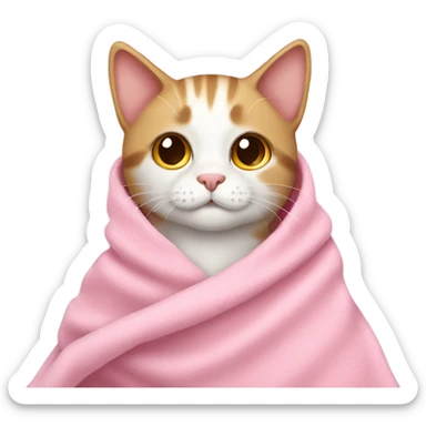 cat wearing blanket pink sticker