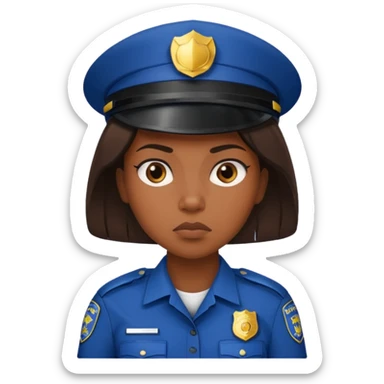 black woman wear police's uniform sticker