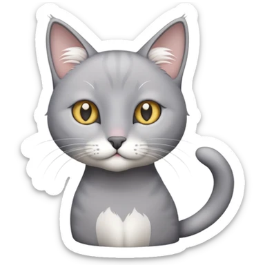 most grey skinny cat with a little bit of whi sticker