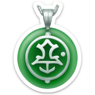 jade pendant with 家 silver symbol inside sticker