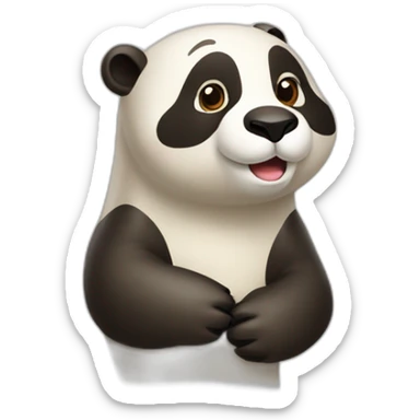 Une loutre sur les épaules d'un panda  sticker