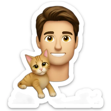 Tom cruise holding a cat under a starry sky sticker