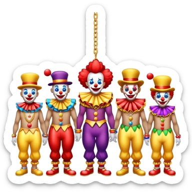 Vip restaurant full of clowns with golden chain on the neck. full height sticker