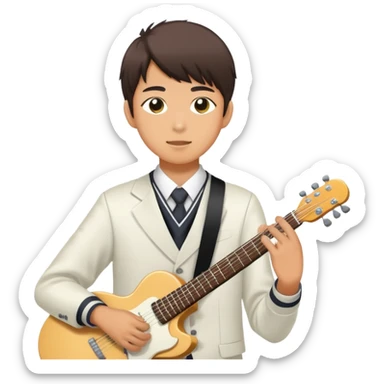 Japanese high school boy performing in a band at school cultural festival sticker
