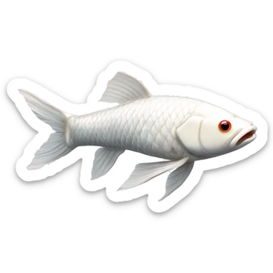 Platinum pure white long finned  koi fish sticker