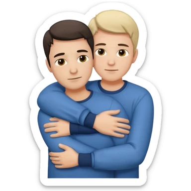 Two males hugging for comfort sticker