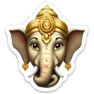 Ganesha head and ears wearing gold sticker