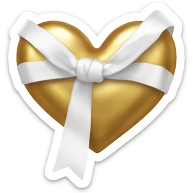 Gold heart with white ribbon sticker