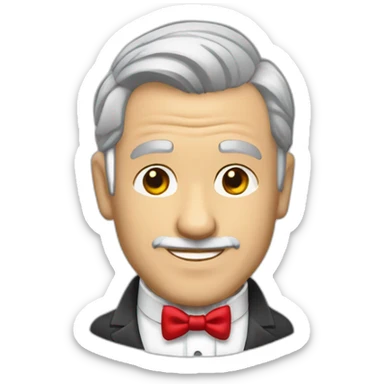 a-gray-haired-skullet-butler-wearning-dinner-jacket-with-red-bow-tie-without-glasses sticker