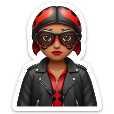 a badass villain ladybug beetle thug with sunglasses and a leather jacket sticker