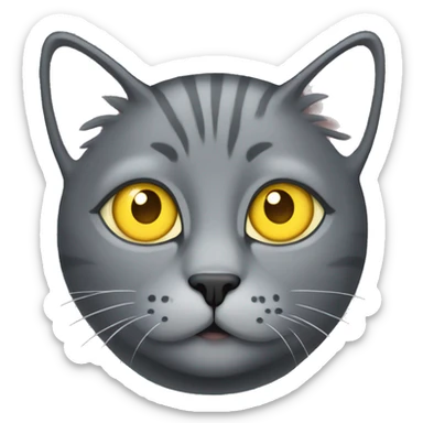 grey cat with yellow eyes, little bit plump  sticker