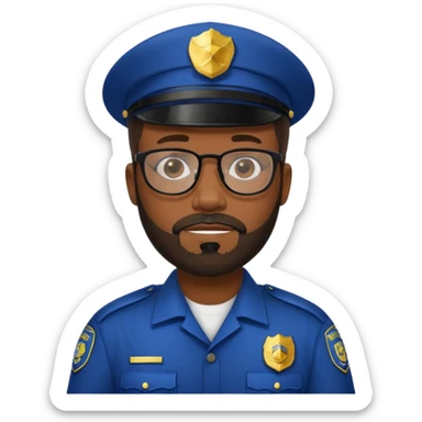 Police officer with glasses and beards black man sticker
