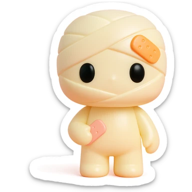 bandage collectible with chibi proportions, cute, vinyl figure style sticker