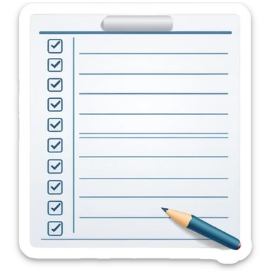 worksheet-style paper with checkboxes and horizontal lines, like a classroom handout sticker