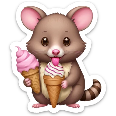 Possum eating icecream sticker