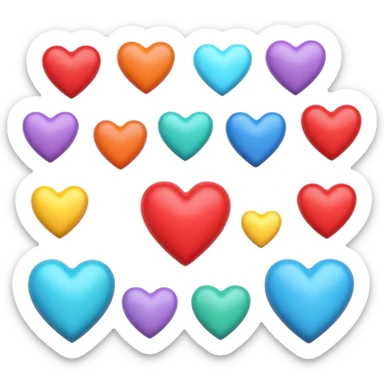 Corazones  variedad de colores en 3d
 sticker