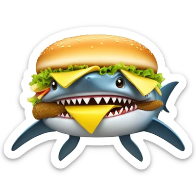 shark hamburger wiht banana sticker