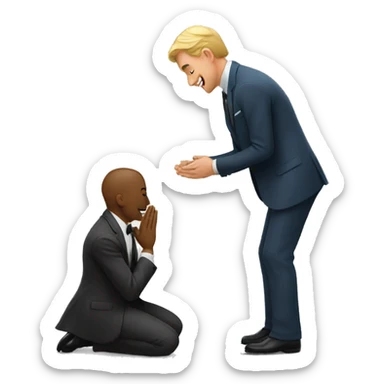 gentleman who says thank you on his knees sticker