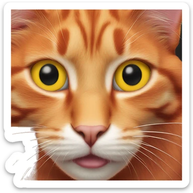 Red cat with yellow lines along the it’s body and red eyes  sticker