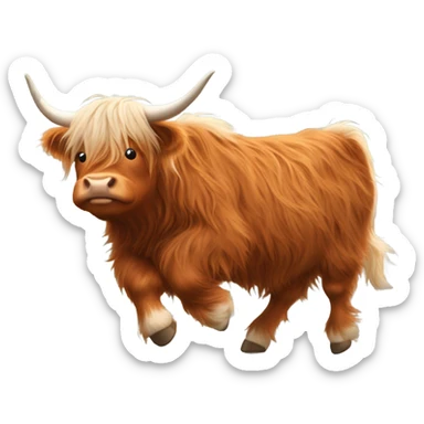 Highland cow running from tractor  sticker