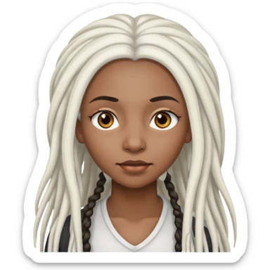 black woman with gray eyes with long white dreadlocs sticker