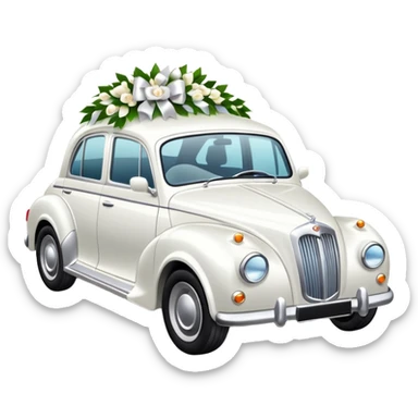 Luxury car with wedding decorations, in profile sticker