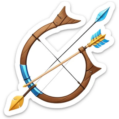bow and arrow which has wind surrounded 
 sticker