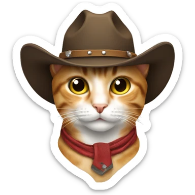 a cat wearing a cowboy hat and cowboy boots sticker