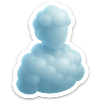 person composed entirely of voluminous clouds up to the shoulders, clouds forming the body, modern illustration sticker