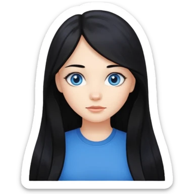 Girl with long black hair and blue eyes sticker