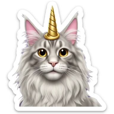 Maine coon cat with wings and unicorn horn sticker