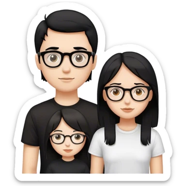 Una chica pelo negro con gafas con un chico pelo castaño y que la chica tenga camiseta negra y el chico camiseta blanca sticker