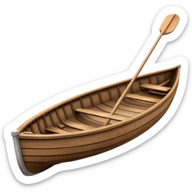 simple wooden rowboat side view sticker