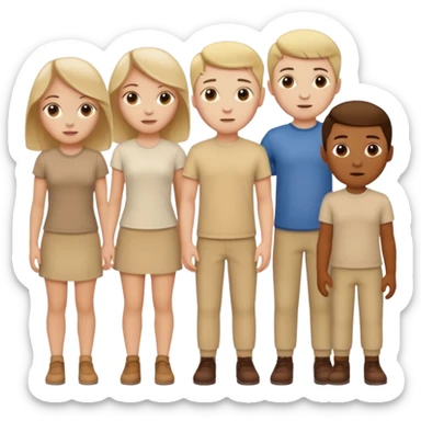 4 white girls and 2 white boys in beige clothes sticker