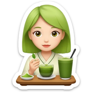 Girl with matcha sticker