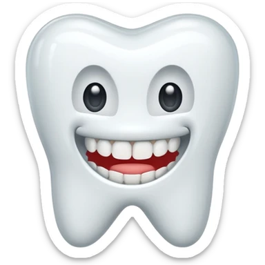 cartoon tooth with clear aligner braces, modern emoji style sticker