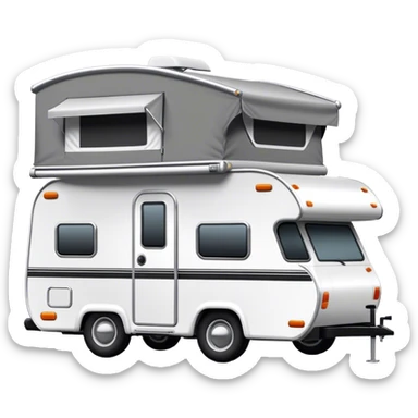 Black and white towed camper with awning  sticker