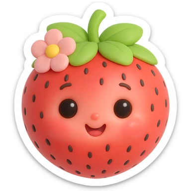 Make the character even softer and cuter, with a more baby-like face, and add a cute hair accessory such as a bow or flower. Keep the 3D kawaii Japanese style, no limbs, only expressive face, and maintain transparent background. The style should resemble 3D kawaii Japanese character design with no limbs and expressive face. sticker