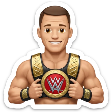 John Cena with wwe championship  sticker