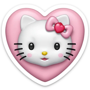 hello kitty heart`closed mouth sticker